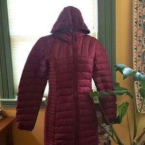 Maroon Eddie Bauer long puffer jacket, NWOT, Medium